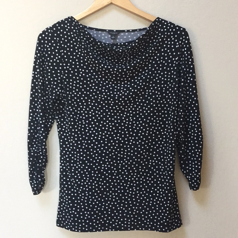 Ann Taylor black and white polka dot blouse